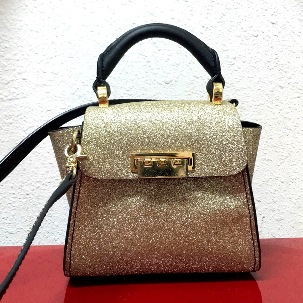 Gold glitter Zac Posen purse